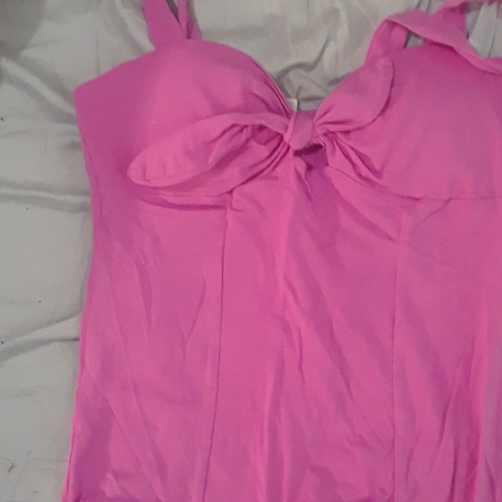 Pink pin up girl tie bust retro tank top vintage